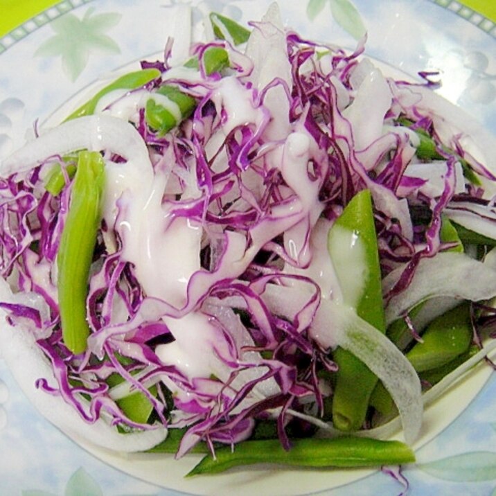 インゲンと玉ねぎ紫キャベツのサラダ